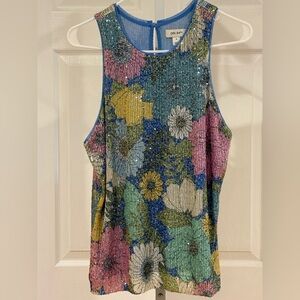 NWOT On 34th Floral Sequin Tank Top — Medium